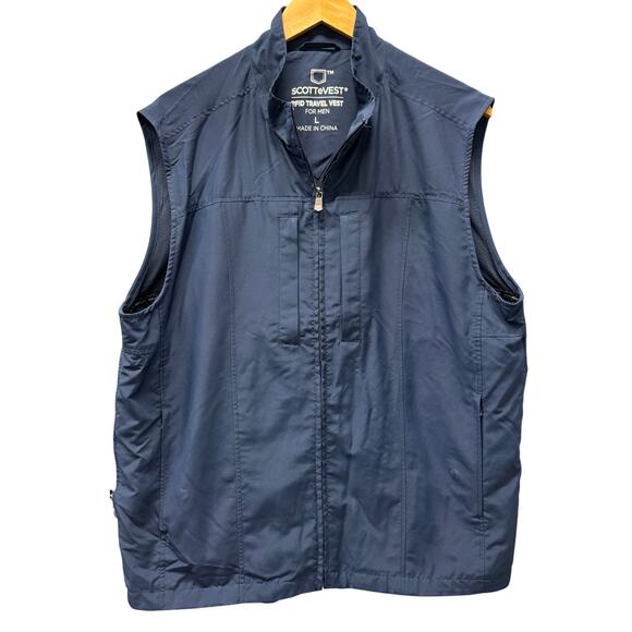 SCOTTeVEST Jacket Mens Large RFID Travel Vest Blue Full Zip TEC - Picture 1 of 13